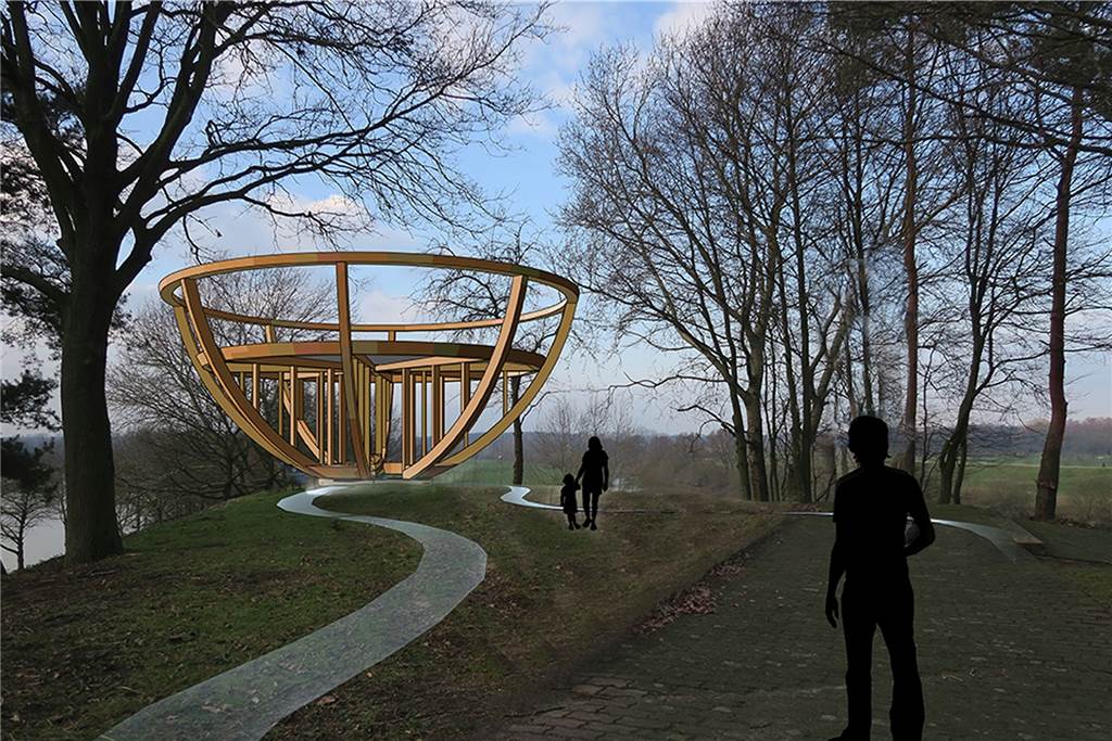 Große Pläne: So schön soll der Bürgerpark in Dorsten werden Das Stadtkrone-Bauwerk der Künstlergruppe "Het Observatorium" soll im Herbst auf dem PLateau r Landspitze installiert werden.