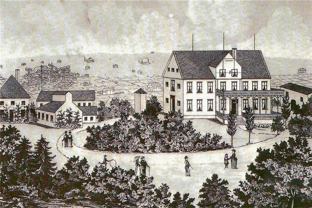 Eine Zeichnung des alten Werner Thermalbads.