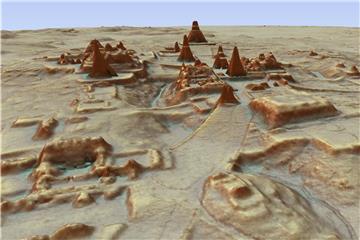 Das vom PACUNAM zur Verfügung gestellte 3D-Bild zeigt eine Darstellung der Ausgrabungsstätte einer Maya-Stadt. Foto: PACUNAM