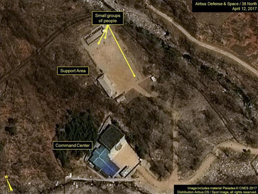 Trump beharrt auf "Feuer-und-Wut"-Äußerung Das von "Airbus Defense & Space" und der Internetseite "38 North" am 12.04.2017 veröffentlichte Satellitenfoto zeigt das Atomwaffen-Testgelände in Punggye-ri im gebirgigen Nordosten von Nordkorea. Foto: Pleiades CNES/Airbus DS/38 North/Spot Image
