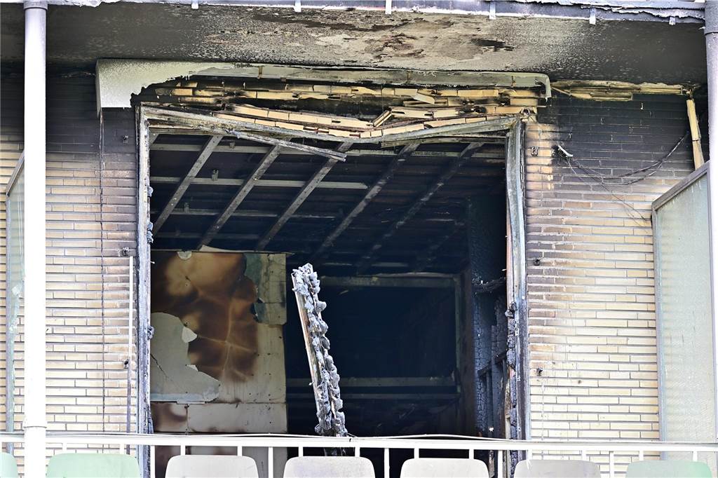 Das Zimmer auf der Station 2 wurde vom Feuer völlig zerstört.