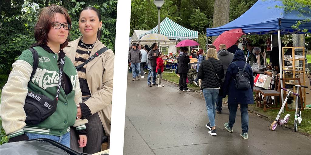 Trödel im Westpark: „Die Leute haben Nachholbedarf“ Dascha (l.) und CJ aus Dortmund haben erfolgreich ihren Trödel im Westpark verkauft – trotz bescheidener Wetterbedingungen.