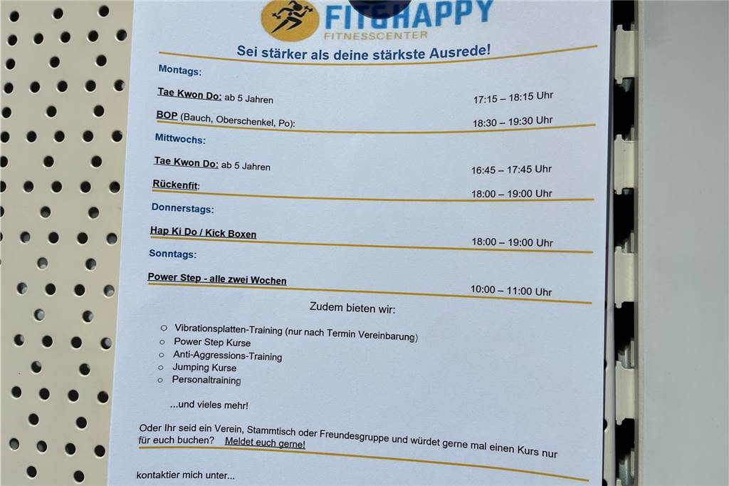 „Fit and Happy“ in Ascheberg: Neue Kurse sollen nächstes Jahr kommen Der aktuelle Kursplan bei "Fit and Happy" in Ascheberg.