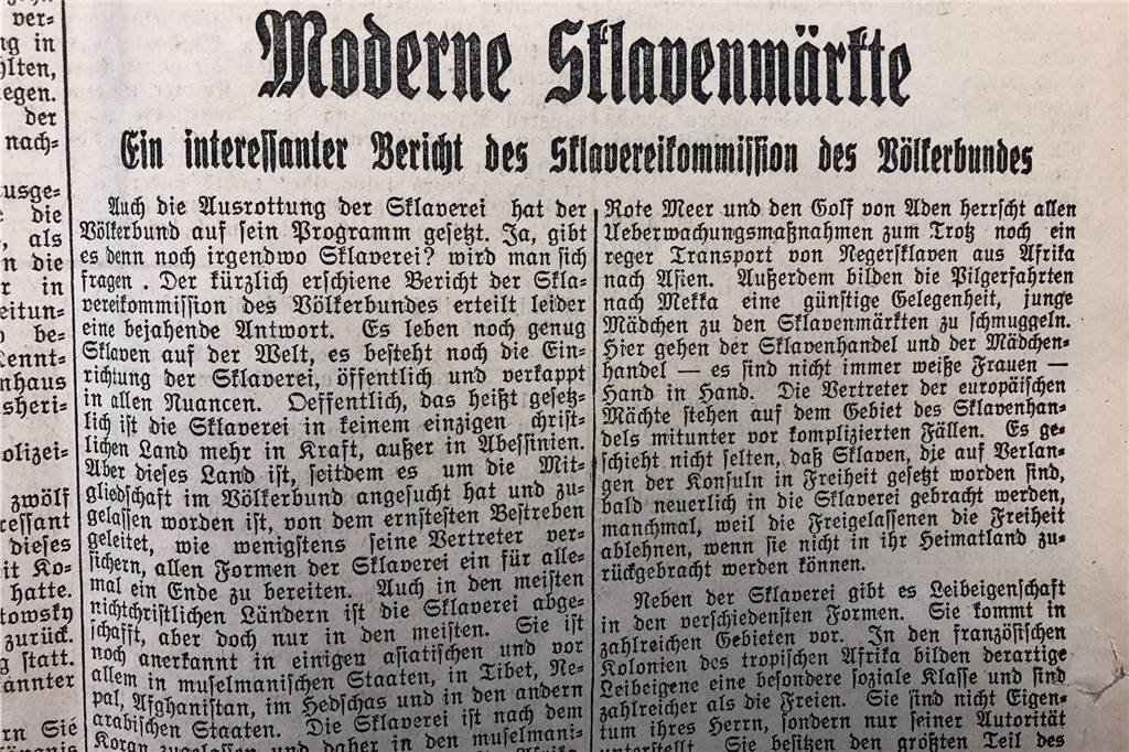 Der Artikel über moderne Sklavenmärkte ist heute noch relevant.
