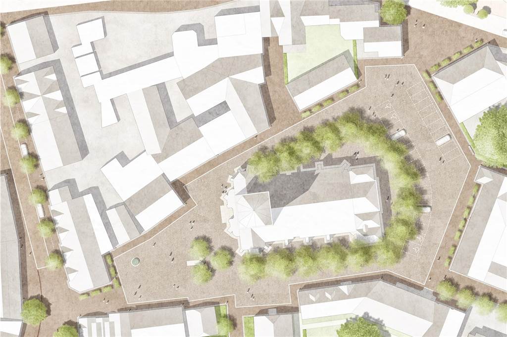 Kirchplatz folgt auf Sandstraße: Katharinenplatz rückt an letzte Stelle Der Ascheberger Kirchplatz aus der Vogelperspektive - so die Visualisierungen aus den Vorplanungen.