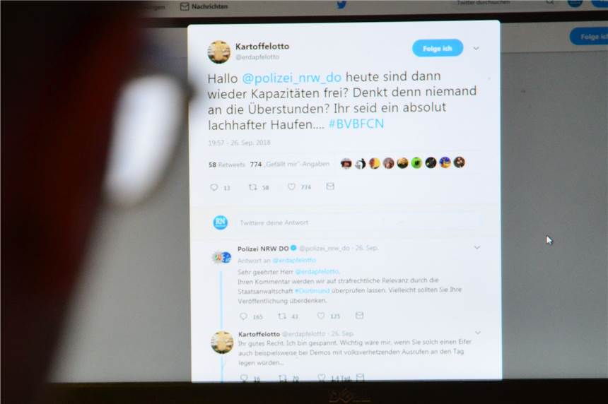 „Lachhafter Haufen“: Polizei lädt BVB-Fan „Kartoffelotto“ wegen Tweet vor Der Auslöser des Ärgers: „Kartoffelottos“ Tweet zum „lachhaften Haufen“.