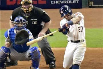Der Baseballer Jose Altuve von den Houston Astros beim Schlagen. Foto: kyodo
