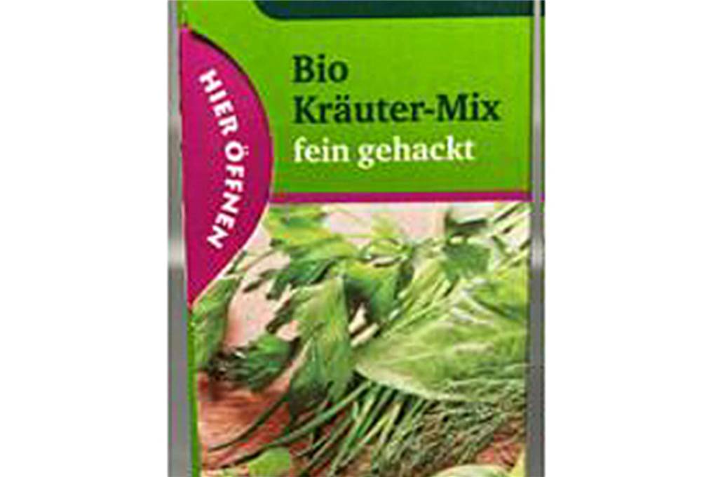 Großer Produktrückruf beim Discounter: Tiefkühlprodukte können Gesundheit schaden Der BIOGRENO Bio Kräuter-Mix.