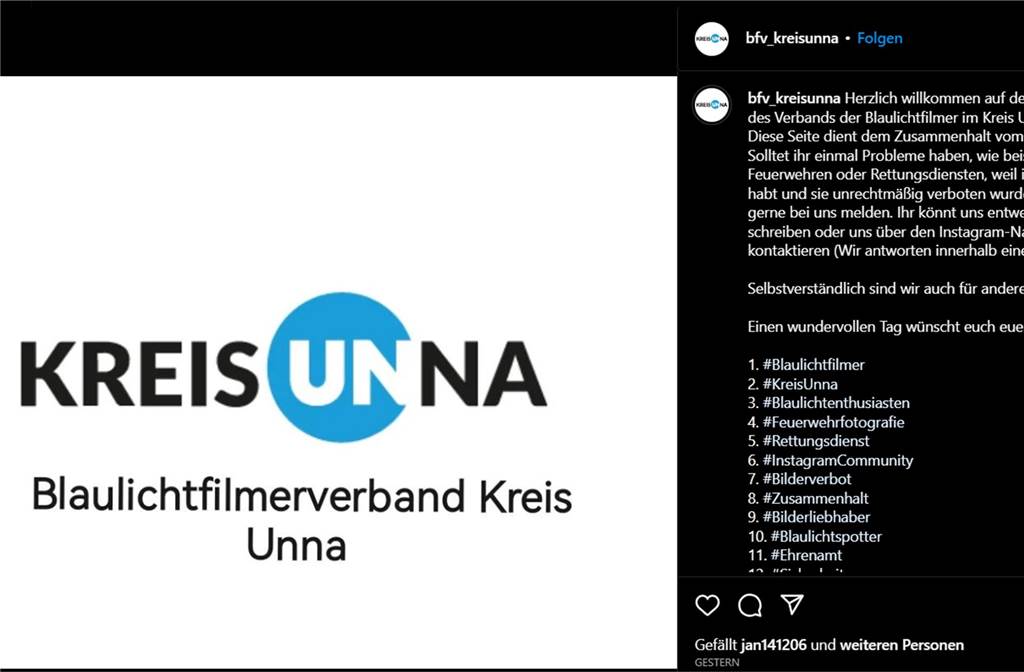Der Blaulichtfilmerverband Kreis Unna verwendete für seinen Instagram-Kanal zunächst das offizielle Logo des Kreises Unna. Der Kreis hat allerdings mit dem Verband nichts zu tun und untersagte die weitere Nutzung des Logos. Mittlerweile haben die Blaulichtspotter ein eigenes Logo.