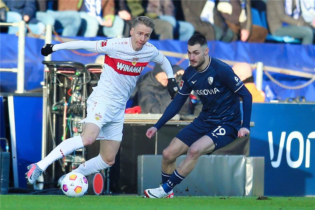 Der Castrop-Rauxeler Profi Chris Führich war rund 10,5 Kilometer unterwegs im Duell seines VfB Stuttgart beim VfL Bochum. Dieses ging mit 0:1 verloren.