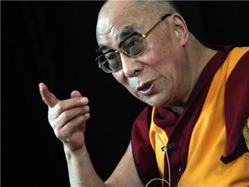 Der Dalai Lama bei seinem Vortrag in der Goethe-Universität in Frankfurt am Main.