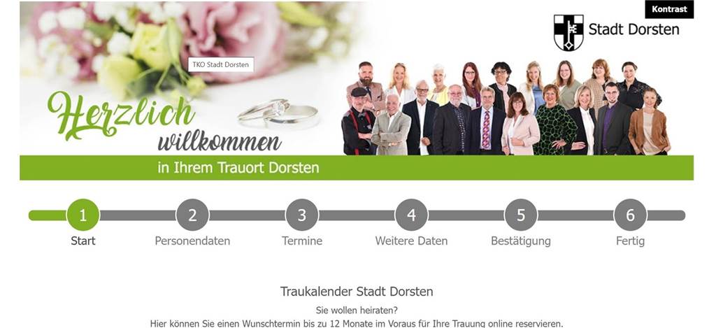 Stadt Dorsten sagt „Ja“ zum digitalen Traukalender Der digitale Traukalender