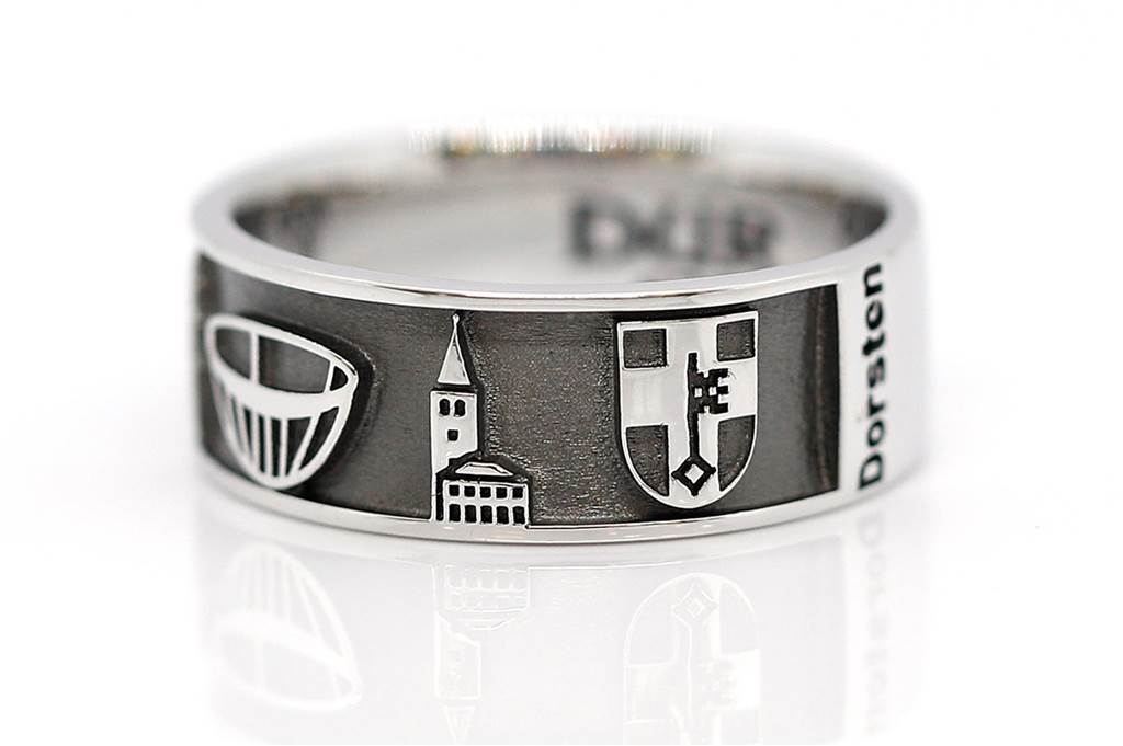 Heimatliebe am Finger zeigen: Ein Stadtring für überzeugte Dorstener Dorsten-Ring mit Stadtkrone, Altem Rathaus und Stadtwappen