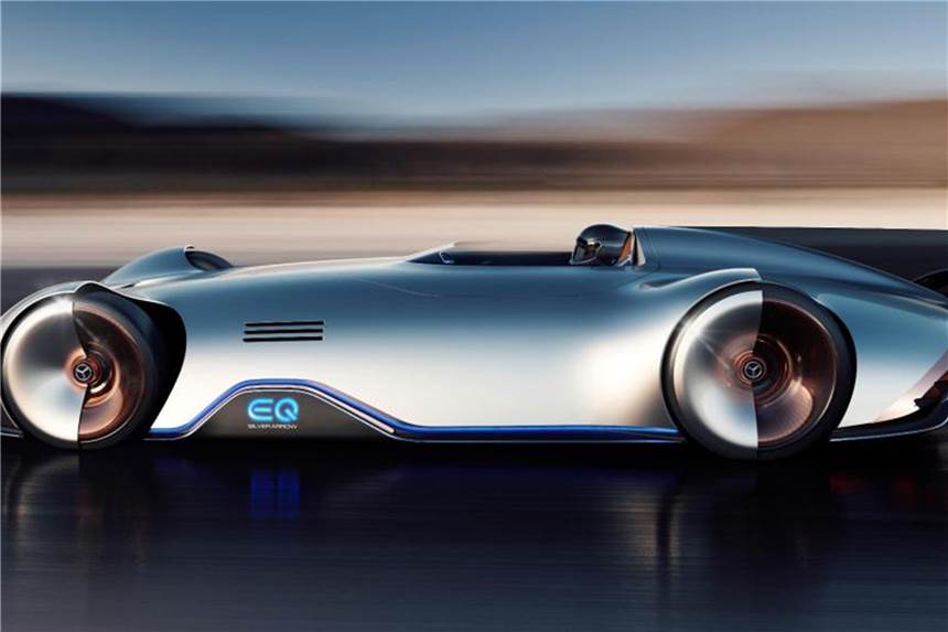 Futuristischer Supersportwagen Mercedes EQ Silver Arrow Der elektrische Mercedes EQ Silver Arrow mit 550 kW/750 PS. Foto: Daimler AG