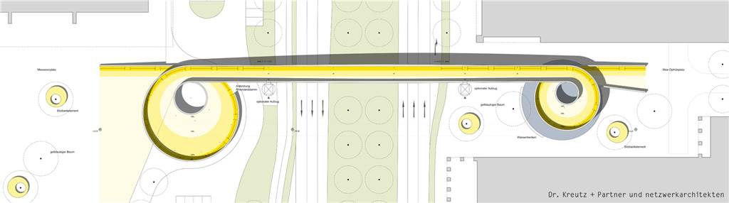 Weg zum Stadion: So soll die neue Brücke an der Lindemannstraße über die B1 aussehen Der Entwurf von Kreutz+Partner und Netzwerkarchitekten von oben.