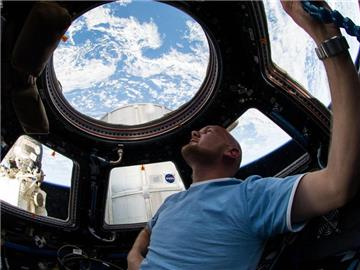 Der ESA-Astronaut Alexander Gerst blickt während seines Fluges mit der ISS durch ein Fenster in der Kuppel auf die Erde. Foto: Nasa/dpa/Archiv