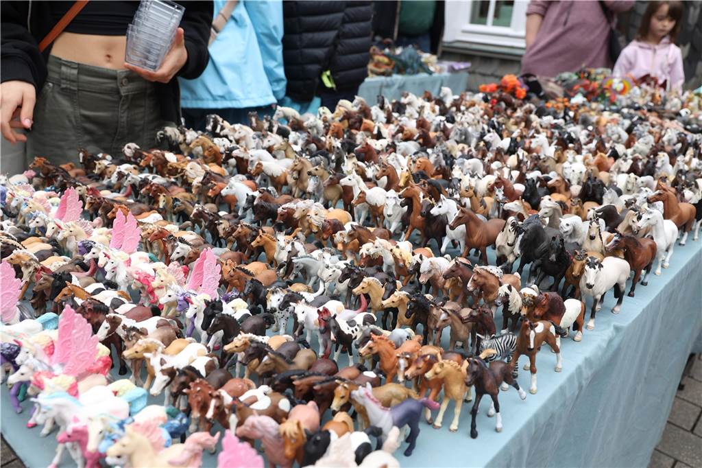 Der Familienflohmarkt mit hunderten Ständen zog viele Interessierte in Wernes Innenstadt.