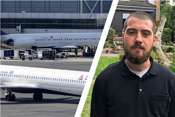 Der Flughafen Boston Logan (Symbolbild) und Benedikt Schäfer aus Bövinghausen.