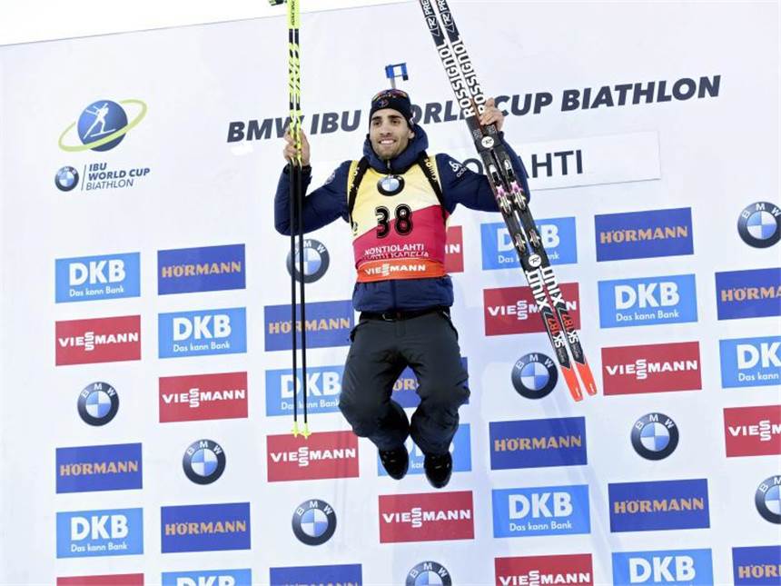 Fourcade mit 13. Sieg - Peiffer wird Fünfter im Sprint Der Franzose Martin Fourcade hat beim Sprint in Kontiolahtie seinen 13. Sieg der Saison geholt. Foto: Heikki Saukkomaa