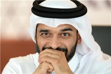 Der Generalsekretär des Organisationskomitees der Fußball-Weltmeisterschaft 2022, Hassan Al-Thawadi, während eines Pressegesprächs. Foto: Andreas Gebert