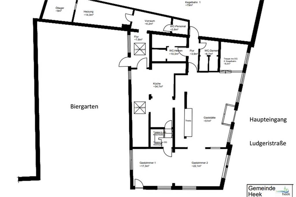 Tut sich was im Gasthaus Alfert? Ortsbesichtigungen lassen aufhorchen Grundriss Gasthaus Alfert in Heek