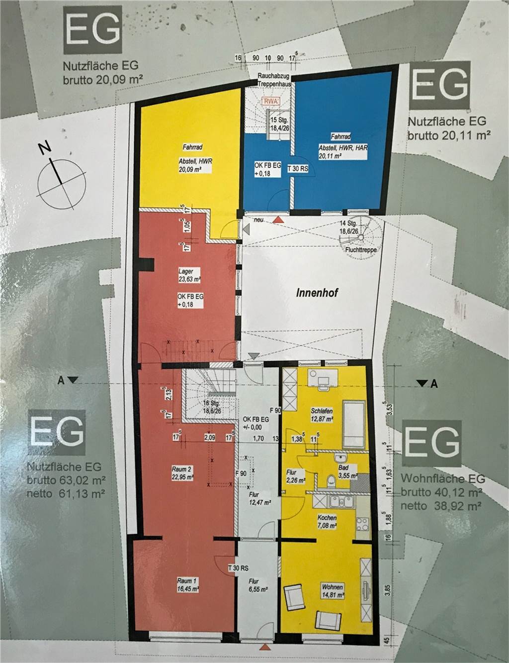 In denkmalgeschütztem Werner Altstadtbau entstehen vier moderne Wohnungen Der Grundriss des Erdgeschosses.