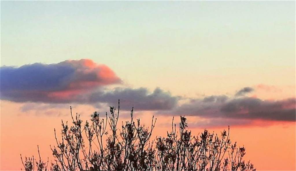 Kurze, kalte Tage mit schönem Abschluss: Eine Erinnerung an den Winter Der Himmel erstrahlt in sanften Farben.