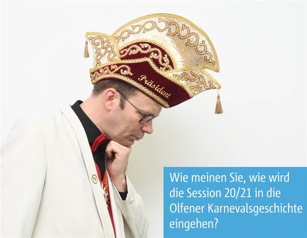 Ein bisschen Karneval: Kitt-Präsident Matthias Kortenbusch im Interview ohne Worte Der Karneval in Olfen blickt auf eine lange Geschichte zurück. Und klar ist schon jetzt: Dieses Jahr wird in dieser Historie auf jeden Fall herausstechen. Aber sicherlich nicht mit positiven Erinnerungen.