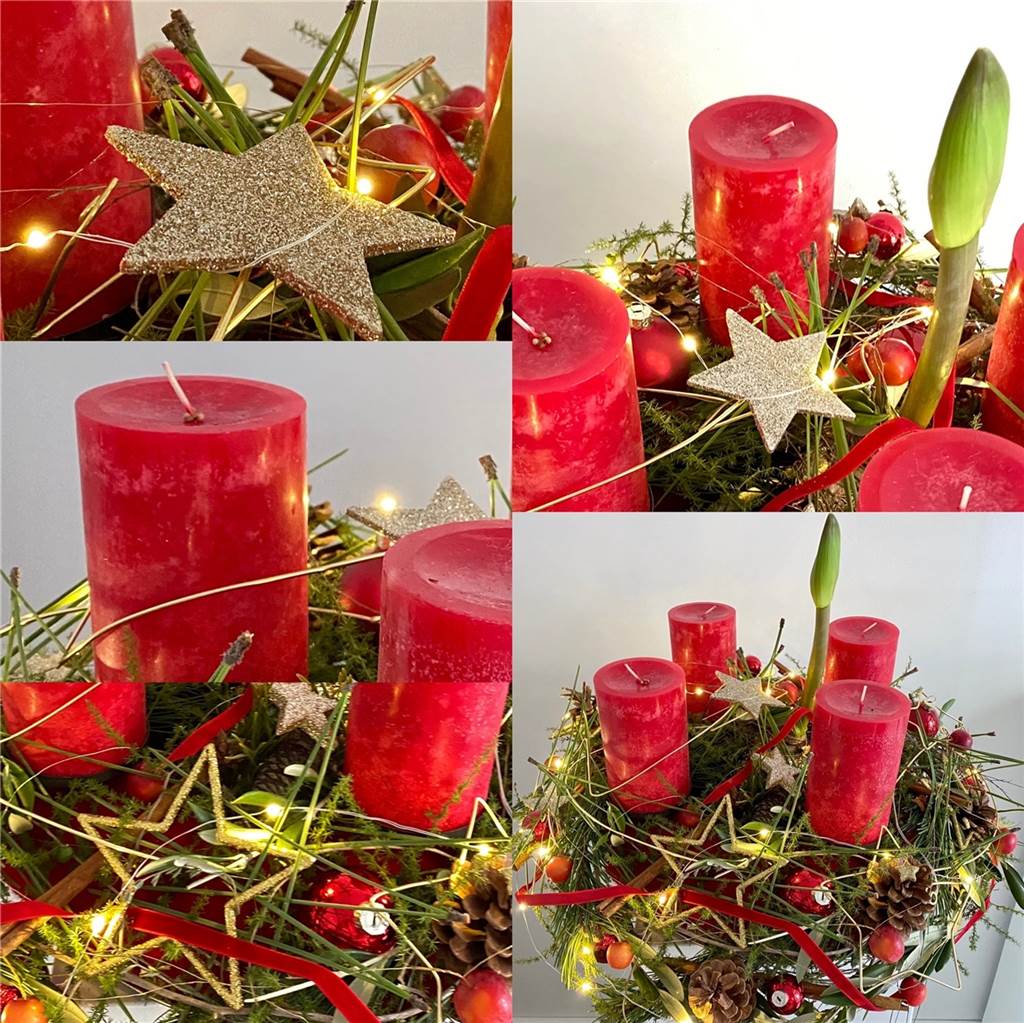 Fünf Tipps von Halterns Star-Florist für den „perfekten Adventskranz“ Der Klassiker, der laut Björn Kroner niemals aus der Mode kommt: Ein grüner Kranz mit roten Kerzen.