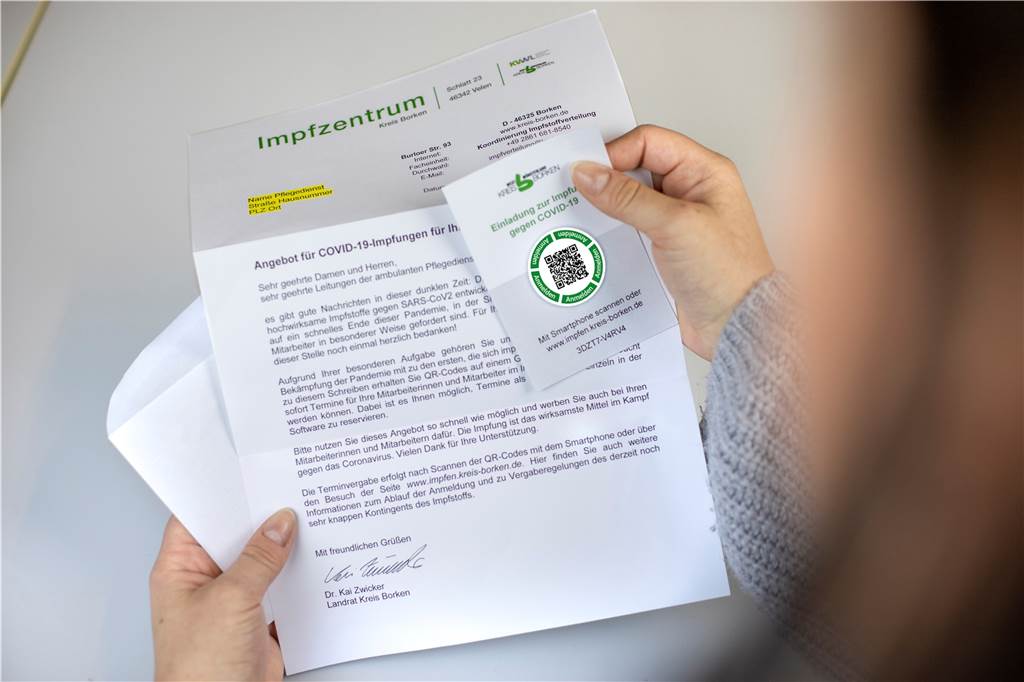 Kreis Borken greift für Impfterminvergabe auf Ahauser Software zurück Der Kreis Borken schreibt die Menschen an, anschließend können sie sich mit einem QR-Code einen Termin sichern.