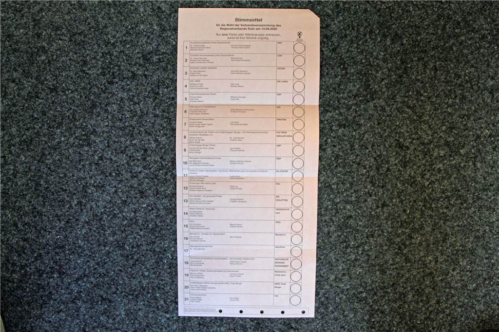 Gelochte Scheine und eigentümliche Nummern - seltsame Stimmzettel 2020 Der längste Stimmzettel betrifft die Wahl zum sogenannten Ruhr-Parlament.