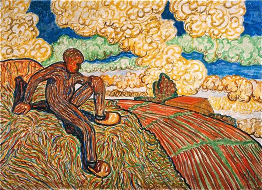 Expressionist Wilhelm Morgner malte den Alltag der Bauern „Der Mann auf dem Hügel“ von Wilhelm Morgner