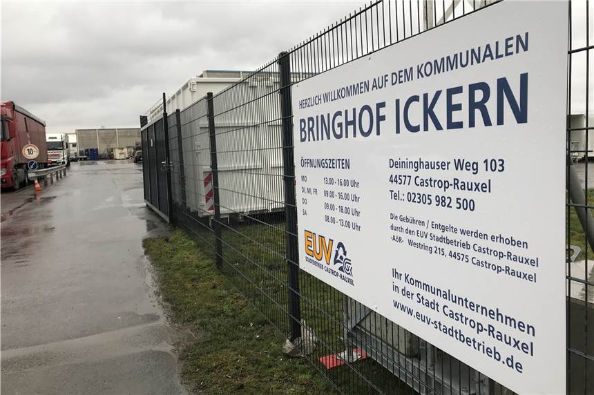 Castrop-Rauxel macht den Bringhof in Ickern ab sofort komplett dicht Der neue EUV-Bringhof auf dem Lobbe-Gelände am Deininghauser Weg bleibt vorläufig komplett geschlossen.
