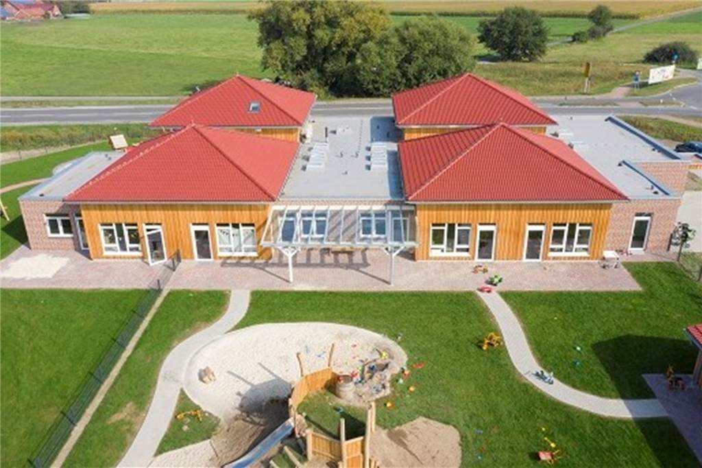 Der neue Kindergarten wird so ähnlich aussehen wie die Kita Turmschlösschen in Borken, für die ebenfalls der Kreissportbund verantwortlich zeichnet.