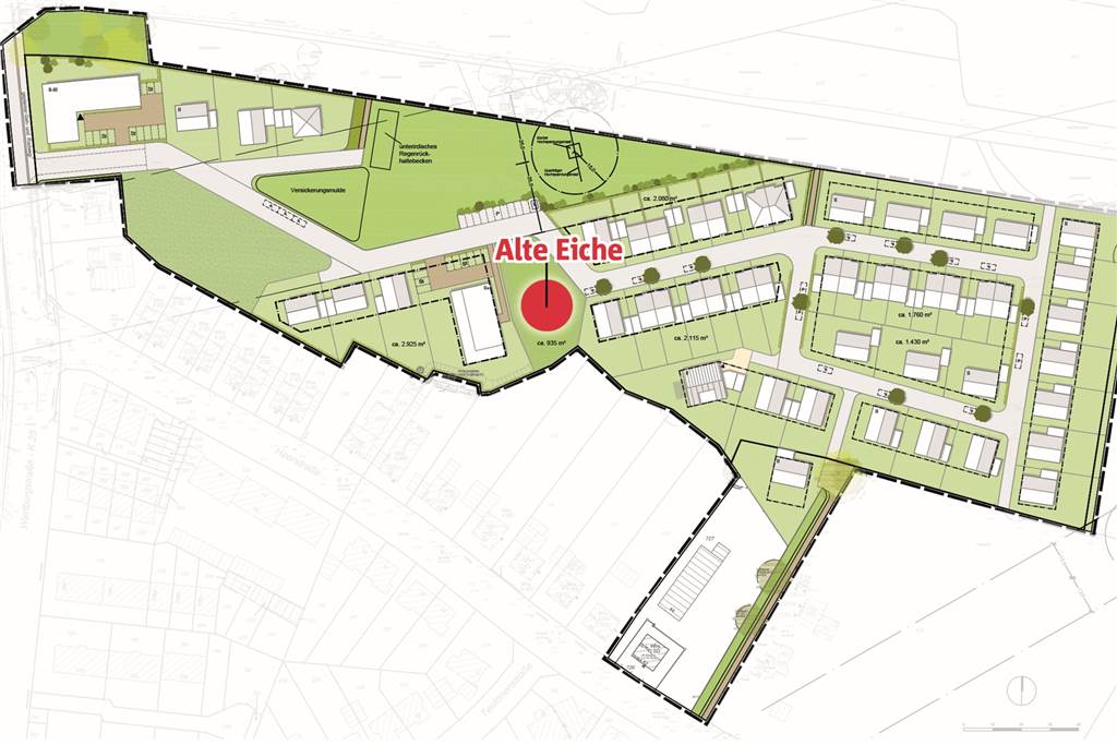 Baugebiet an der Alten Eiche: Neuer Bebauungsplan ist jetzt offiziell Der neue Plan für das Baugebiet an der Heerstraße spart das Gelände rund um die Alte Eiche komplett aus.