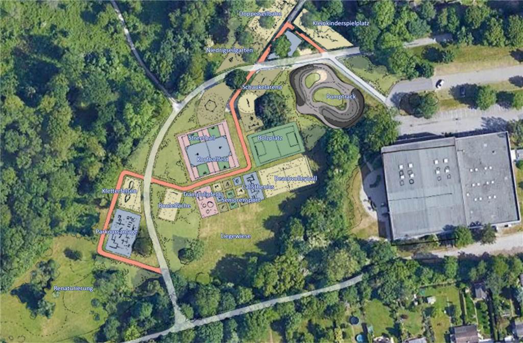 Waldrallye, Tennis, Schatzsuche und mehr: Hallenbad-Spielplatz wird eröffnet Der neue Spiel-, Sport- und Bewegungspark am Hallenbad hat den Besuchern zu der Eröffnung am kommenden Wochenende viel zu bieten