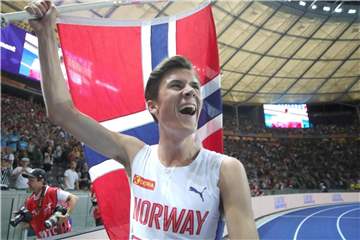 Der Norweger Jakob Ingebrigtsen hat das EM-Finale über 1500 Meter gewonnen. Foto: Michael Kappeler