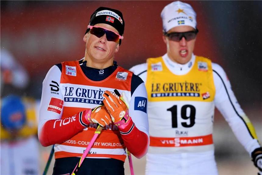 Langlauf-Siege für Nilsson und Kläbo Der Norweger Johannes Kläbo gewann den Sprint in Kuusamo. Foto: Petter Arvidson