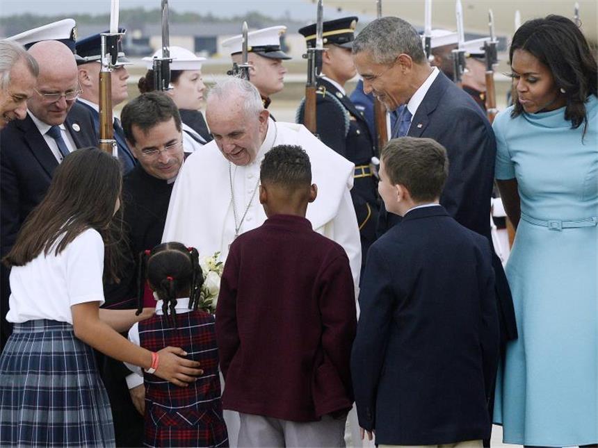 Papst und Obama vereint gegen Klimawandel und Armut Der Papst hat in den USA ein sehr politisches und möglicherweise konfliktträchtiges Programm vor sich. Foto: Olivier Douliery