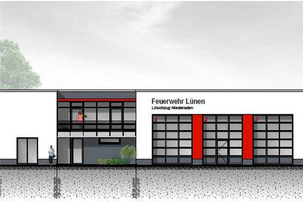 Feuerwehr: Bau-Stillstände in Niederaden und Artenschutz in Horstmar Der Plan für das Feuerwehrgerätehaus in Niederaden.