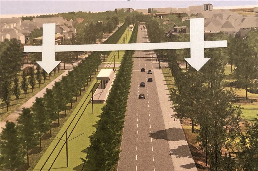 Dortmunder Rat beschließt Umgestaltung der B1 Der Planungsentwurf der Platanenbefürworter sah ein gradliniges Gleis zwischen teils wieder aufgeforsteten Platanen vor.