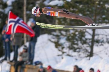 Der Pole Kamil Stoch hat auch die Qualifikation für das Springen am 15. März in Trondheim gewonnen. Foto: Geir Olsen/NTB scanpix