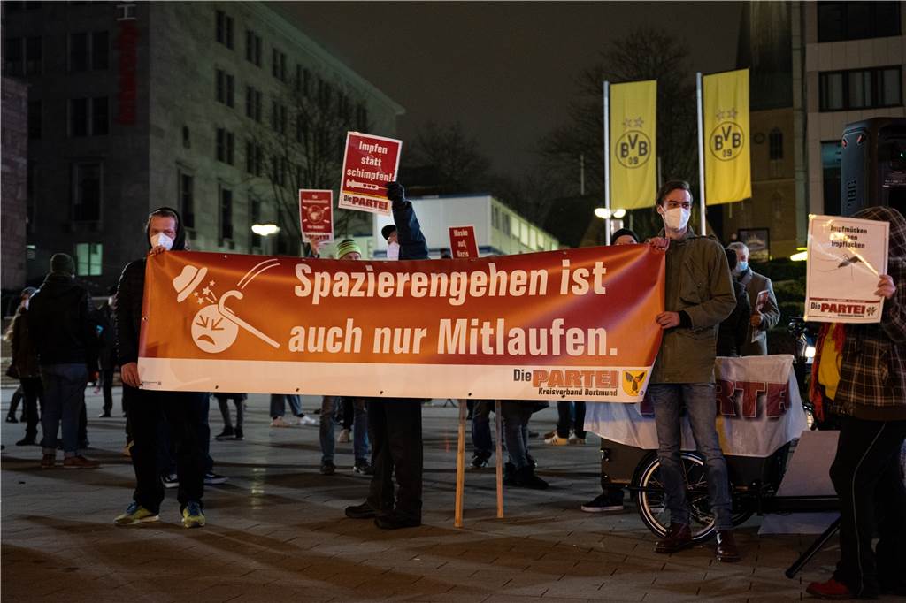 Der Protest gegen Impfgegner wird in Dortmund von der Partei "Die Partei" organisiert.