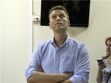 Der russische Oppositionelle Alexej Nawalny bei einer Anhörung in einem Moskauer Gericht. Foto: Alexander Zemlianichenko