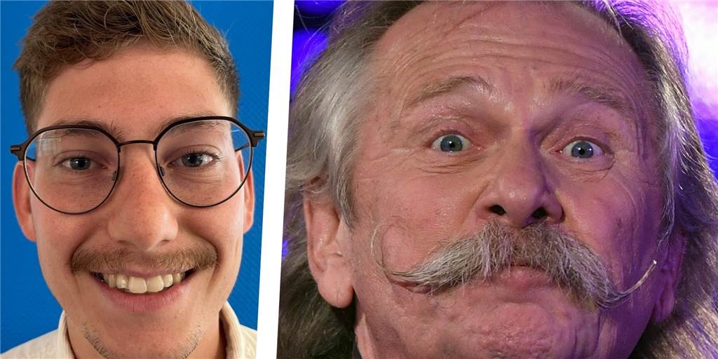 Frage an Höhner-Kultsänger: Wie bekomme ich so einen Schnauzbart? Der Schnauzbart-Vergleich: Links Redakteur Niklas Berkel, rechts Höhner-Kultsänger Henning Krautmacher.