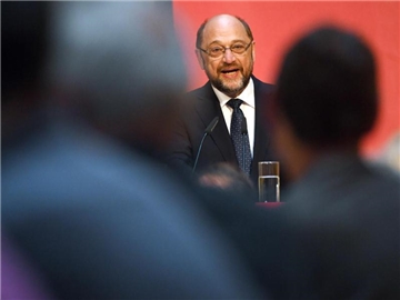 Der SPD-Vorsitzende Martin Schulz nimmt am 25. Mai am Empfang Arbeitskreis Christinnen und Christen in der SPD-Zentrale teil. Foto: Maurizio Gambarini
