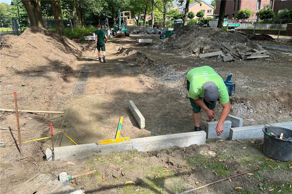Der Spielplatz während der Bauarbeiten.