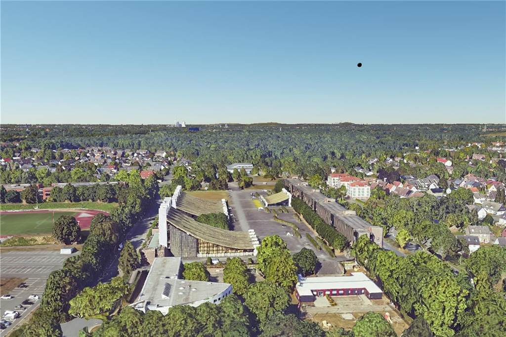 Aus der Luft und in 3D: Interaktive Bilder zeigen Castrop-Rauxel von oben Der Stadtmittelpunkt zeigt sich in dieser Perspektive mit dem weiten Blick in die Ferne. Man kann genauso ganz nah ran zoomen.
