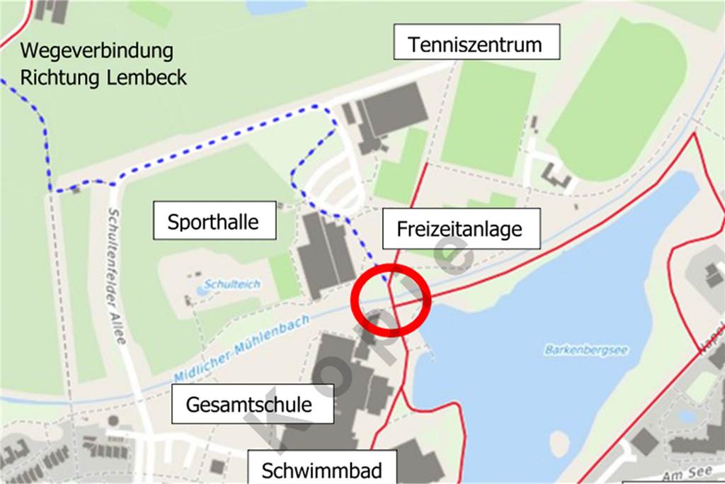 Stadt stellt Förderantrag für Brücken-Neubau an der Gesamtschule Brücke über Midlicher Mühlenbach