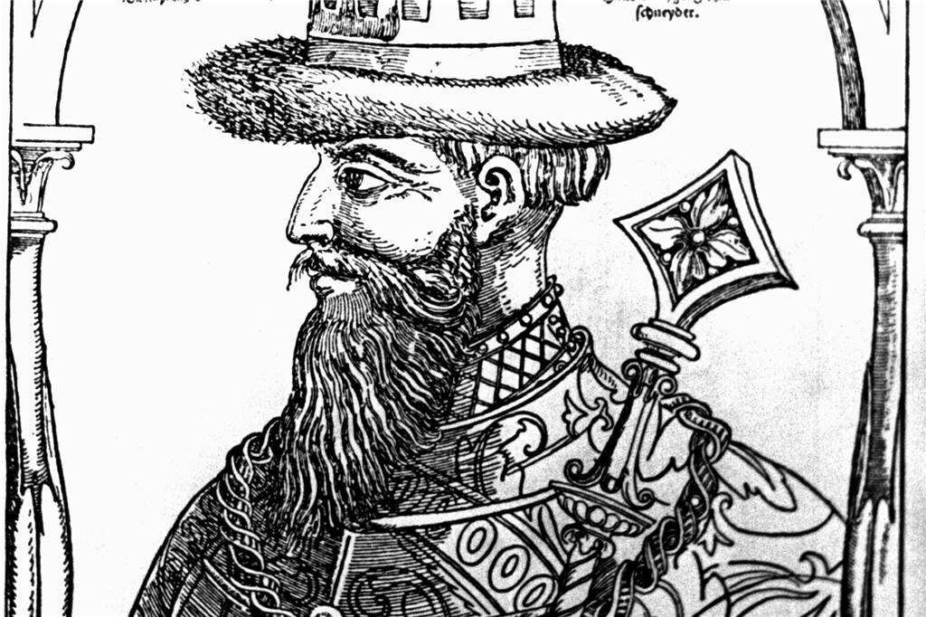 Fünf „frappierende Parallelen“: Putin regiert wie einst Iwan der Schreckliche Der Stich von Hans Weygel (Nürnberg 1580) zeigt Iwan IV., der am 16. Januar 1547 in Moskau zum ersten Zaren von Russland gekrönt wurde.